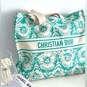 NEW Christian Dior Dioriviera Tote Bag Turquoise Green
